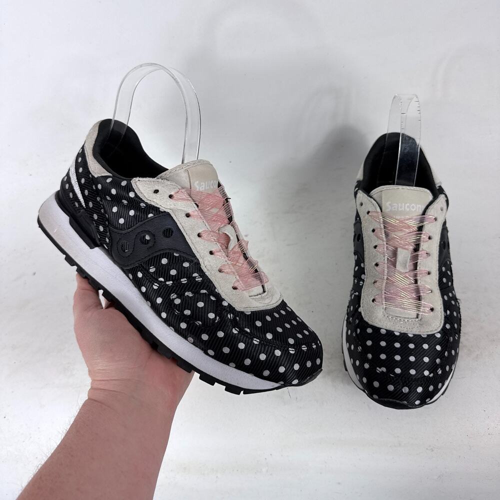Saucony Shadow Original CL Sneakers Women's 8 Black Polka Dot Lace-Up Low Top